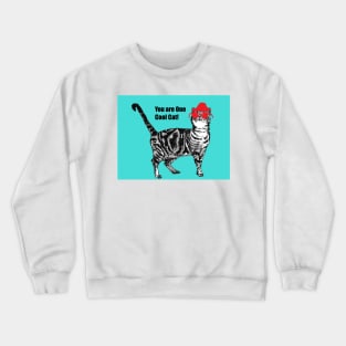 You are One Cool Cat Red Sunglasses Tabby Crewneck Sweatshirt